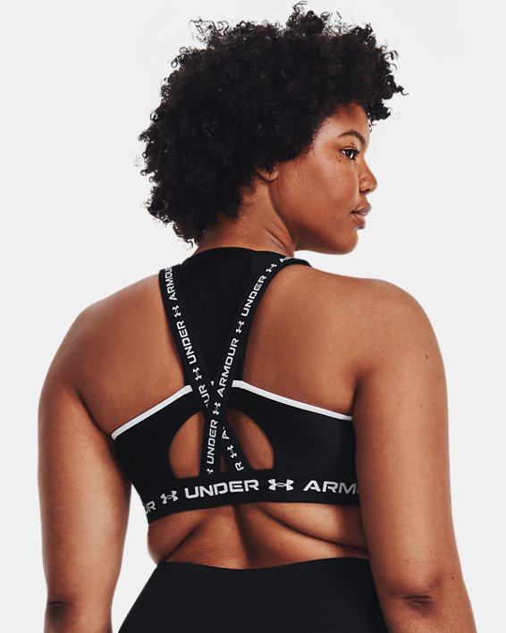 Women's Armour® Mid Crossback Pocket Sports Bra, Black, pdpMainDesktop image number 6